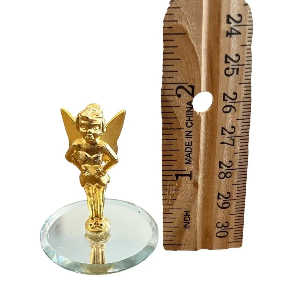 TinkerBell Gold Painted Figurine on Mirror Base 1-7/8 in Disney Collectible
